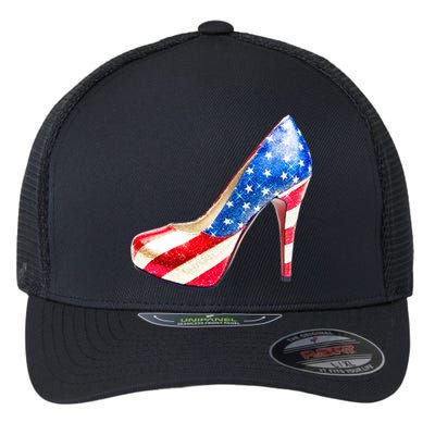 Cute Sparkly Patriotic American Usa Flag Heels Shoes Flexfit Unipanel Trucker Cap