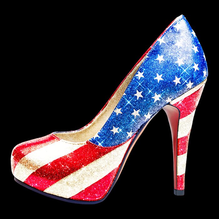 Cute Sparkly Patriotic American Usa Flag Heels Shoes Backpack