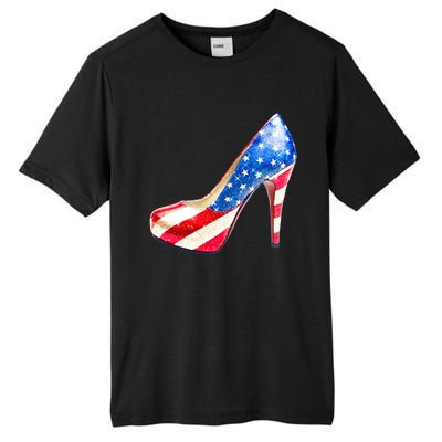 Cute Sparkly Patriotic American Usa Flag Heels Shoes Tall Fusion ChromaSoft Performance T-Shirt