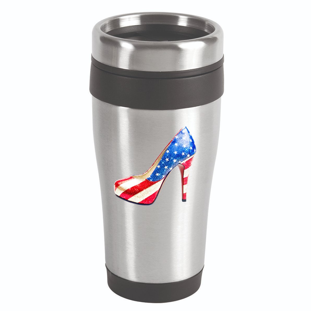 Cute Sparkly Patriotic American Usa Flag Heels Shoes 16oz Travel Tumbler
