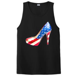 Cute Sparkly Patriotic American Usa Flag Heels Shoes PosiCharge Competitor Tank