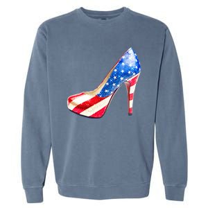 Cute Sparkly Patriotic American Usa Flag Heels Shoes Garment-Dyed Sweatshirt