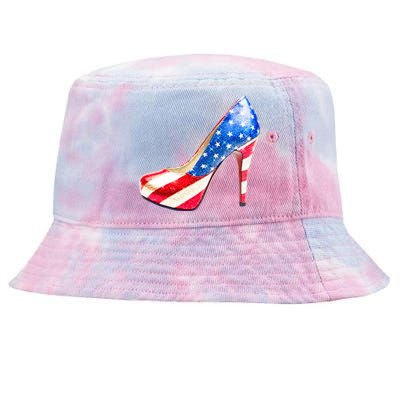 Cute Sparkly Patriotic American Usa Flag Heels Shoes Tie-Dyed Bucket Hat