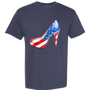 Cute Sparkly Patriotic American Usa Flag Heels Shoes Garment-Dyed Heavyweight T-Shirt