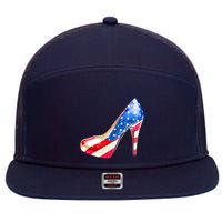 Cute Sparkly Patriotic American Usa Flag Heels Shoes 7 Panel Mesh Trucker Snapback Hat