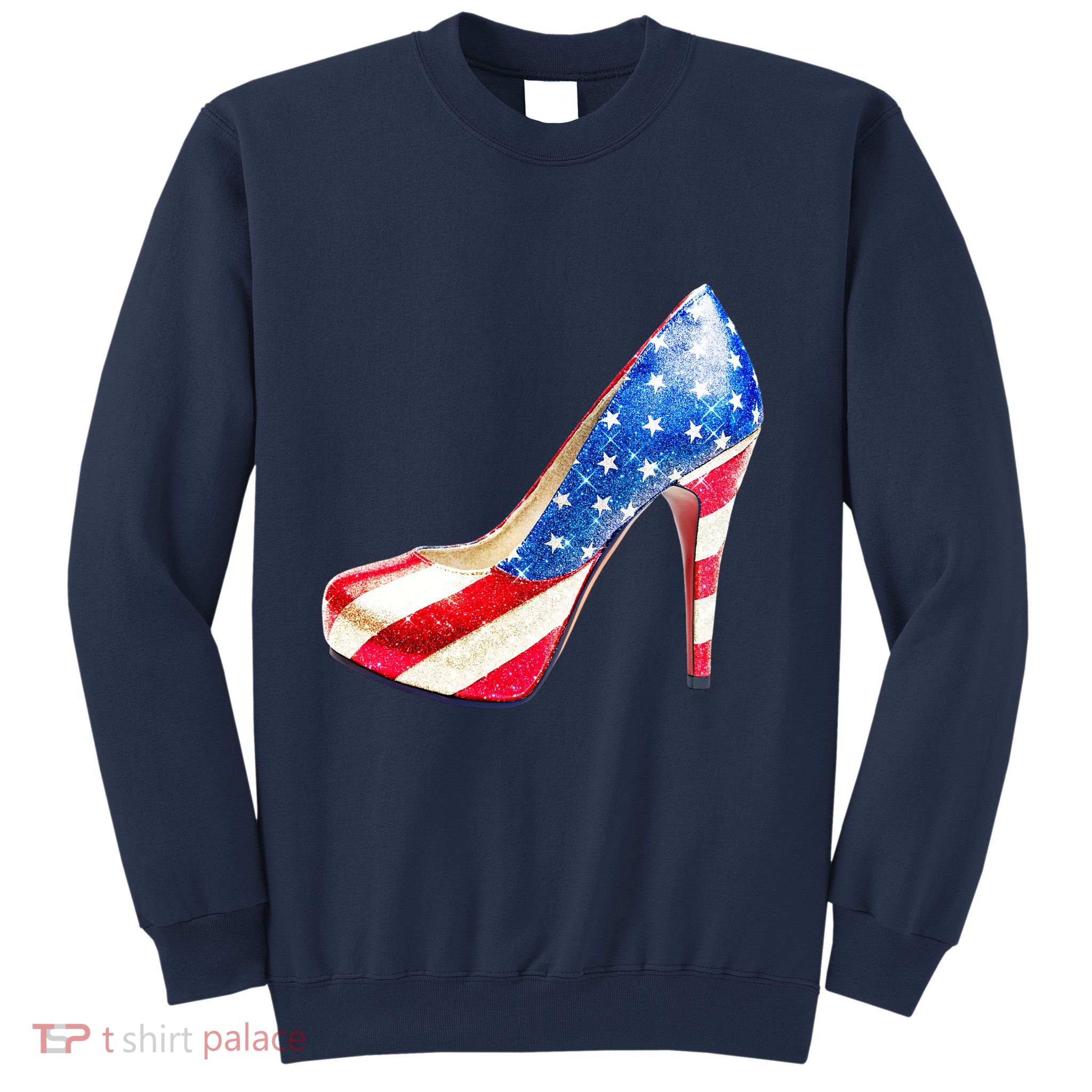 Cute Sparkly Patriotic American Usa Flag Heels Shoes Sweatshirt