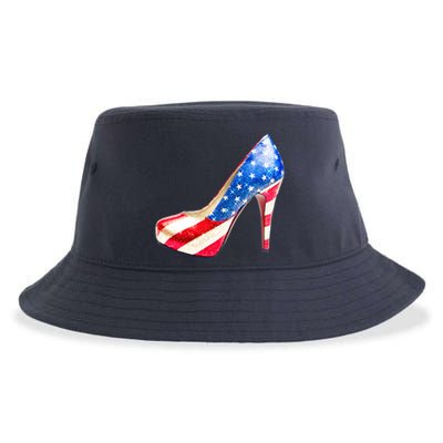 Cute Sparkly Patriotic American Usa Flag Heels Shoes Sustainable Bucket Hat