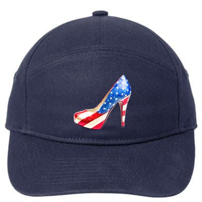 Cute Sparkly Patriotic American Usa Flag Heels Shoes 7-Panel Snapback Hat