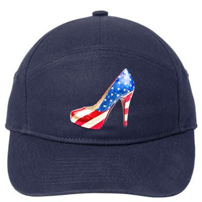 Cute Sparkly Patriotic American Usa Flag Heels Shoes 7-Panel Snapback Hat