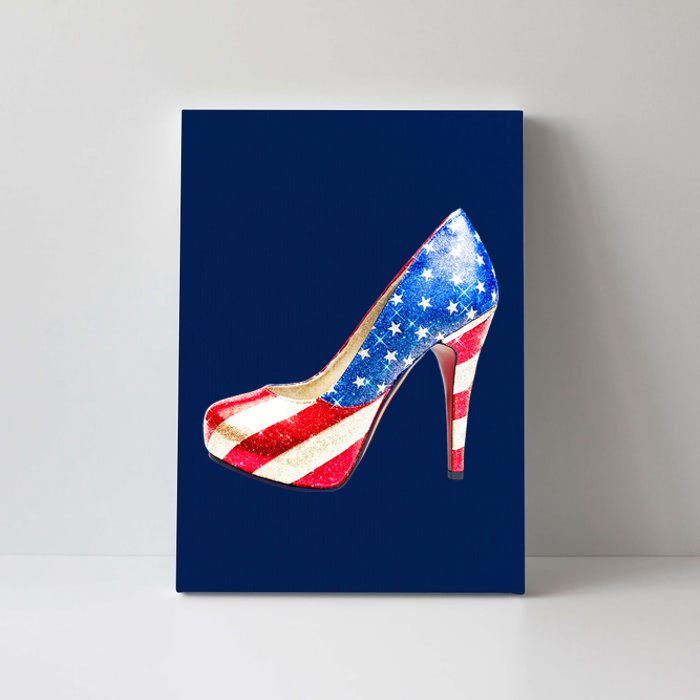 Cute Sparkly Patriotic American Usa Flag Heels Shoes Canvas