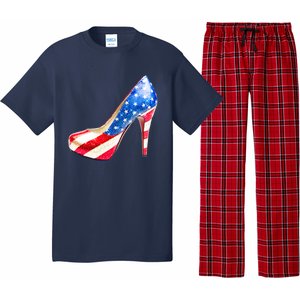 Cute Sparkly Patriotic American Usa Flag Heels Shoes Pajama Set