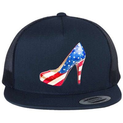 Cute Sparkly Patriotic American Usa Flag Heels Shoes Flat Bill Trucker Hat