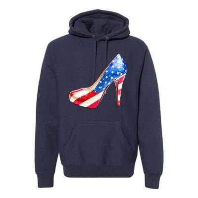 Cute Sparkly Patriotic American Usa Flag Heels Shoes Premium Hoodie