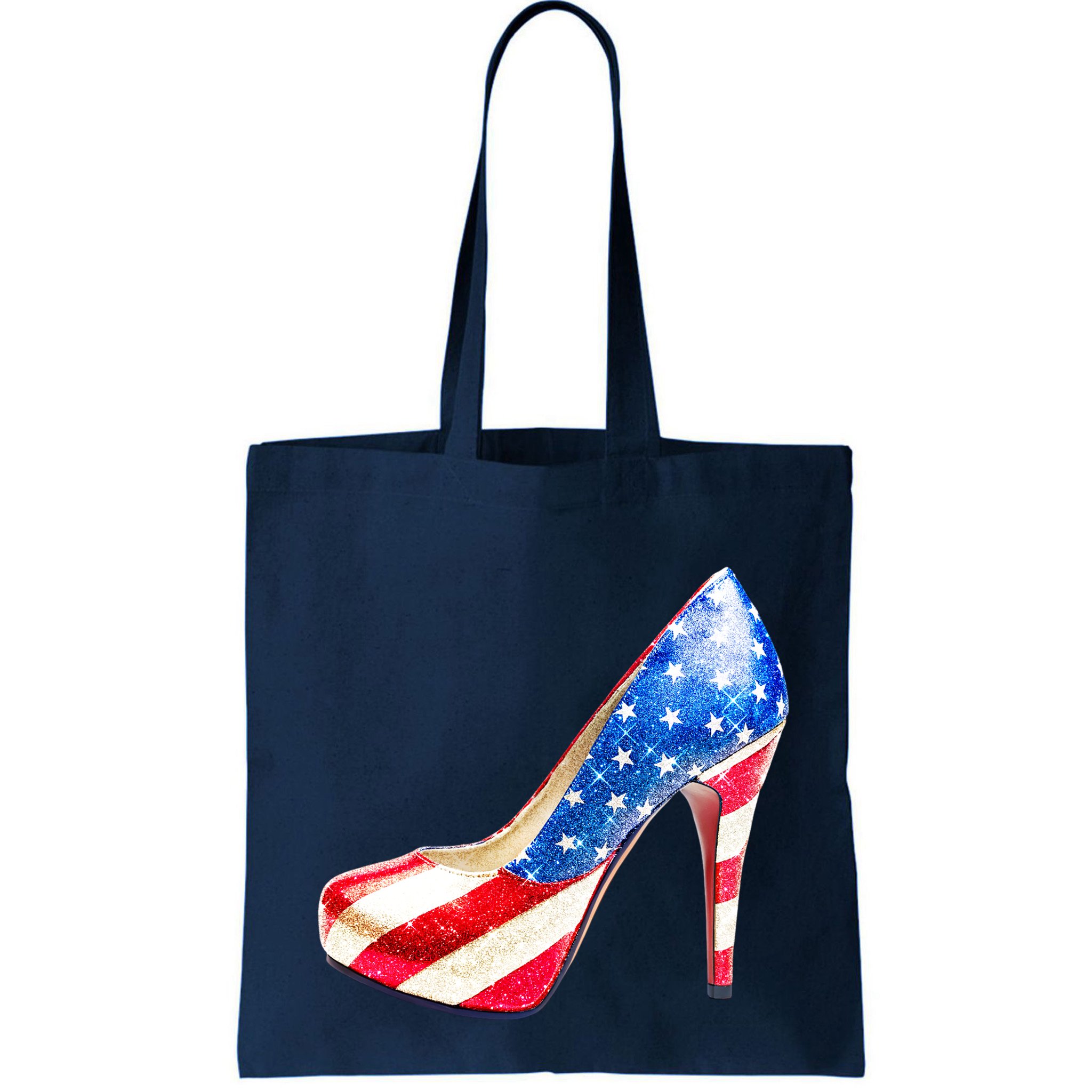 Cute Sparkly Patriotic American Usa Flag Heels Shoes Bag