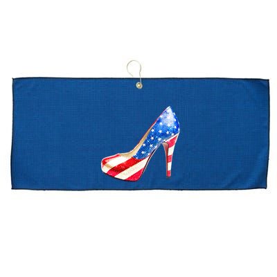 Cute Sparkly Patriotic American Usa Flag Heels Shoes Large Microfiber Waffle Golf Towel