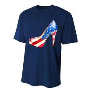 Cute Sparkly Patriotic American Usa Flag Heels Shoes Performance Sprint T-Shirt