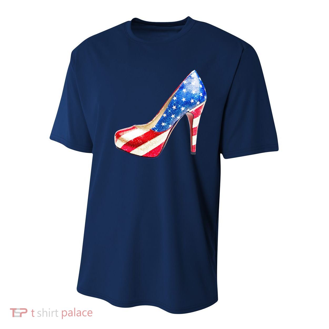 Cute Sparkly Patriotic American Usa Flag Heels Shoes Youth Performance Sprint T-Shirt