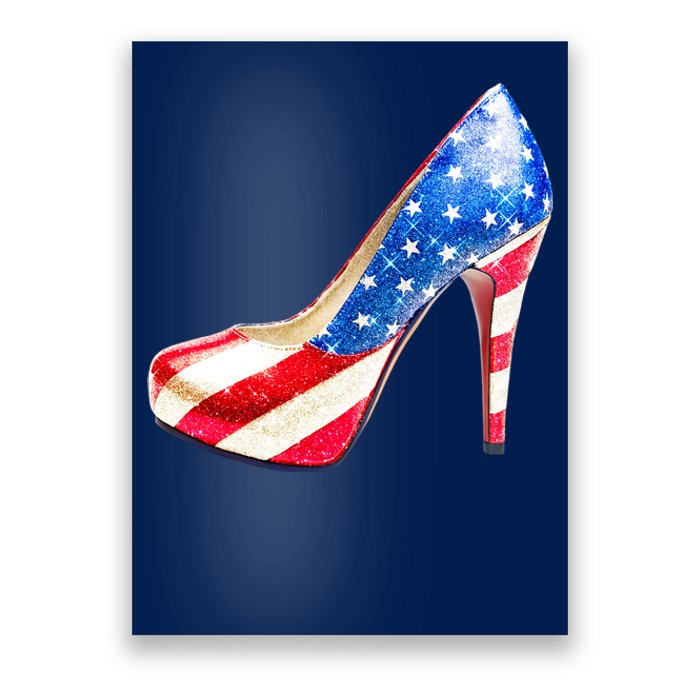 Cute Sparkly Patriotic American Usa Flag Heels Shoes Poster