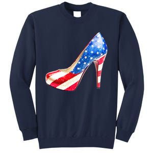 Cute Sparkly Patriotic American Usa Flag Heels Shoes Tall Sweatshirt