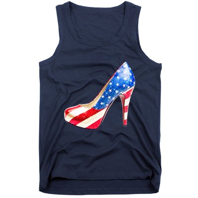 Cute Sparkly Patriotic American Usa Flag Heels Shoes Tank Top
