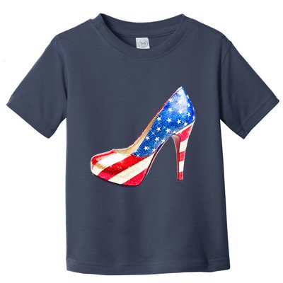 Cute Sparkly Patriotic American Usa Flag Heels Shoes Toddler T-Shirt