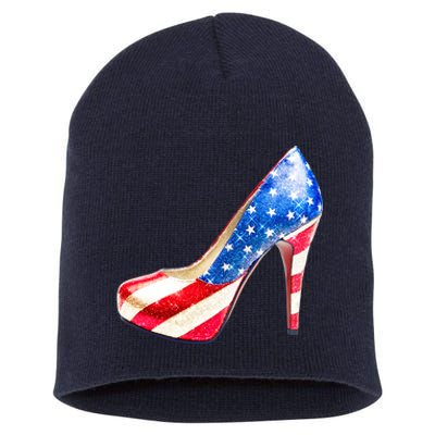 Cute Sparkly Patriotic American Usa Flag Heels Shoes Short Acrylic Beanie