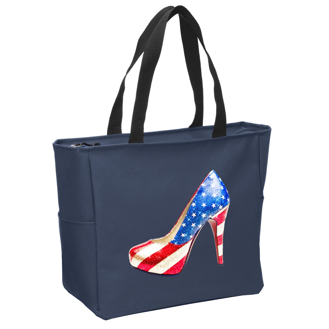 Cute Sparkly Patriotic American Usa Flag Heels Shoes Zip Tote Bag