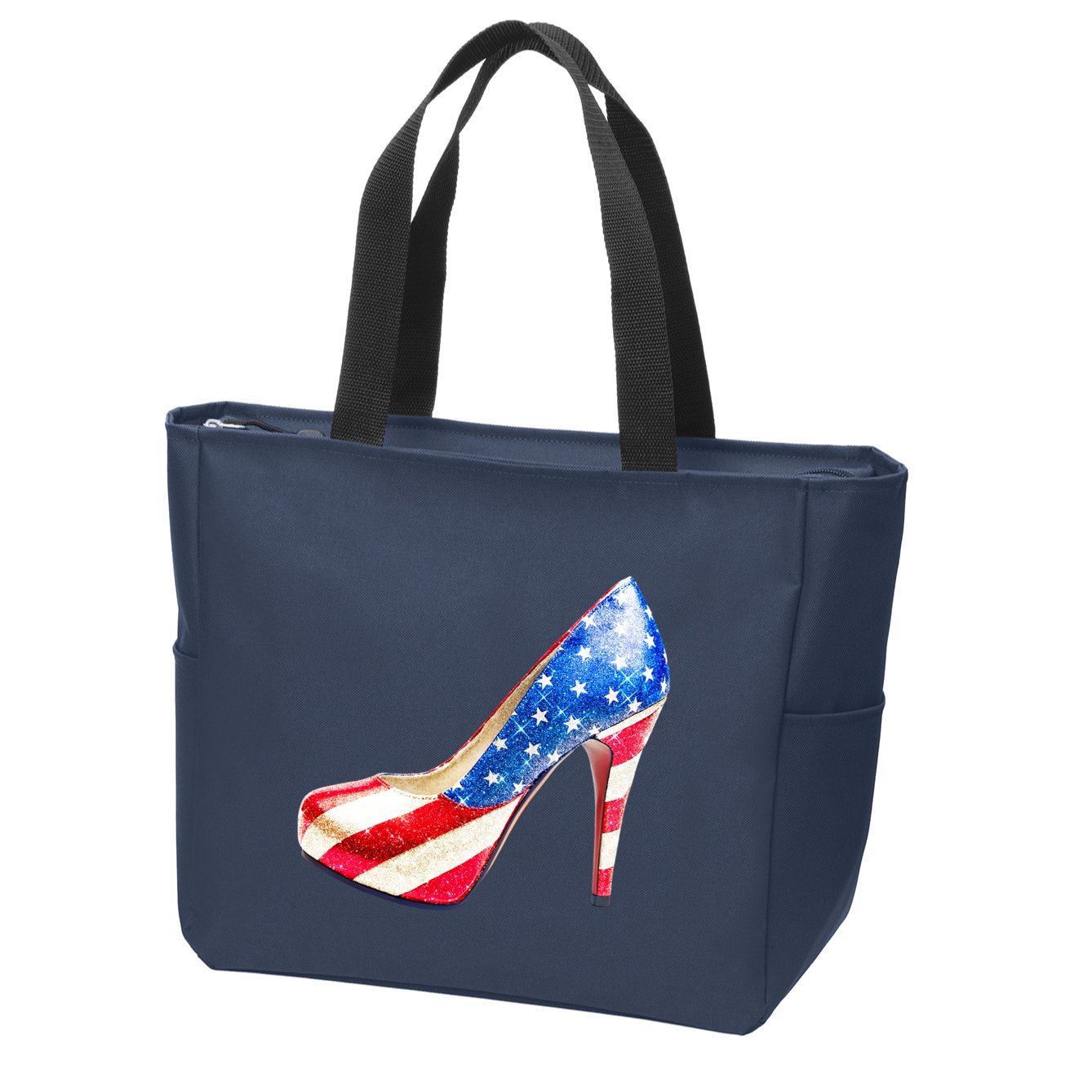 Cute Sparkly Patriotic American Usa Flag Heels Shoes Zip Tote Bag
