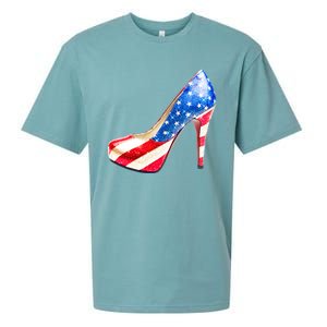 Cute Sparkly Patriotic American Usa Flag Heels Shoes Sueded Cloud Jersey T-Shirt