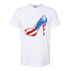 Cute Sparkly Patriotic American Usa Flag Heels Shoes Softstyle CVC T-Shirt