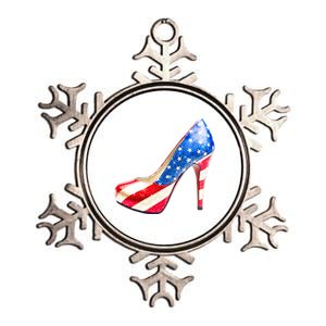 Cute Sparkly Patriotic American Usa Flag Heels Shoes Metallic Star Ornament