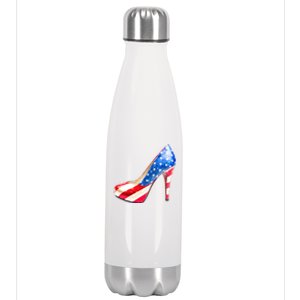 Cute Sparkly Patriotic American Usa Flag Heels Shoes Stainless Steel Insulated Water Bottle