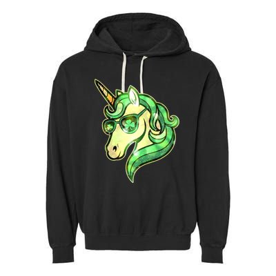 Cool St Patricks Day Lucky Shamrock Clover Unicorn Garment-Dyed Fleece Hoodie