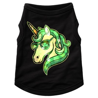 Cool St Patricks Day Lucky Shamrock Clover Unicorn Doggie Tank