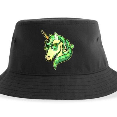 Cool St Patricks Day Lucky Shamrock Clover Unicorn Sustainable Bucket Hat