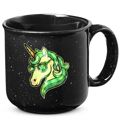Cool St Patricks Day Lucky Shamrock Clover Unicorn 15oz Campfire Ceramic Mug
