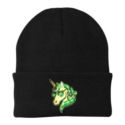 Cool St Patricks Day Lucky Shamrock Clover Unicorn Knit Cap Winter Beanie