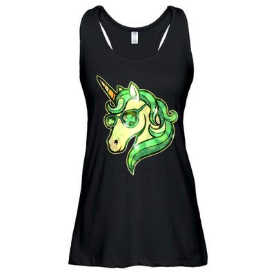 Cool St Patricks Day Lucky Shamrock Clover Unicorn Ladies Essential Flowy Tank
