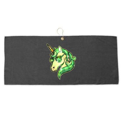 Cool St Patricks Day Lucky Shamrock Clover Unicorn Large Microfiber Waffle Golf Towel