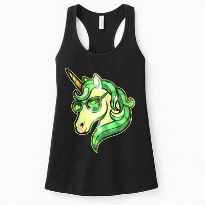 Cool St Patricks Day Lucky Shamrock Clover Unicorn Womens Tank Top