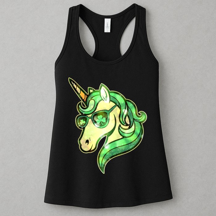 Cool St Patricks Day Lucky Shamrock Clover Unicorn Womens Tank Top