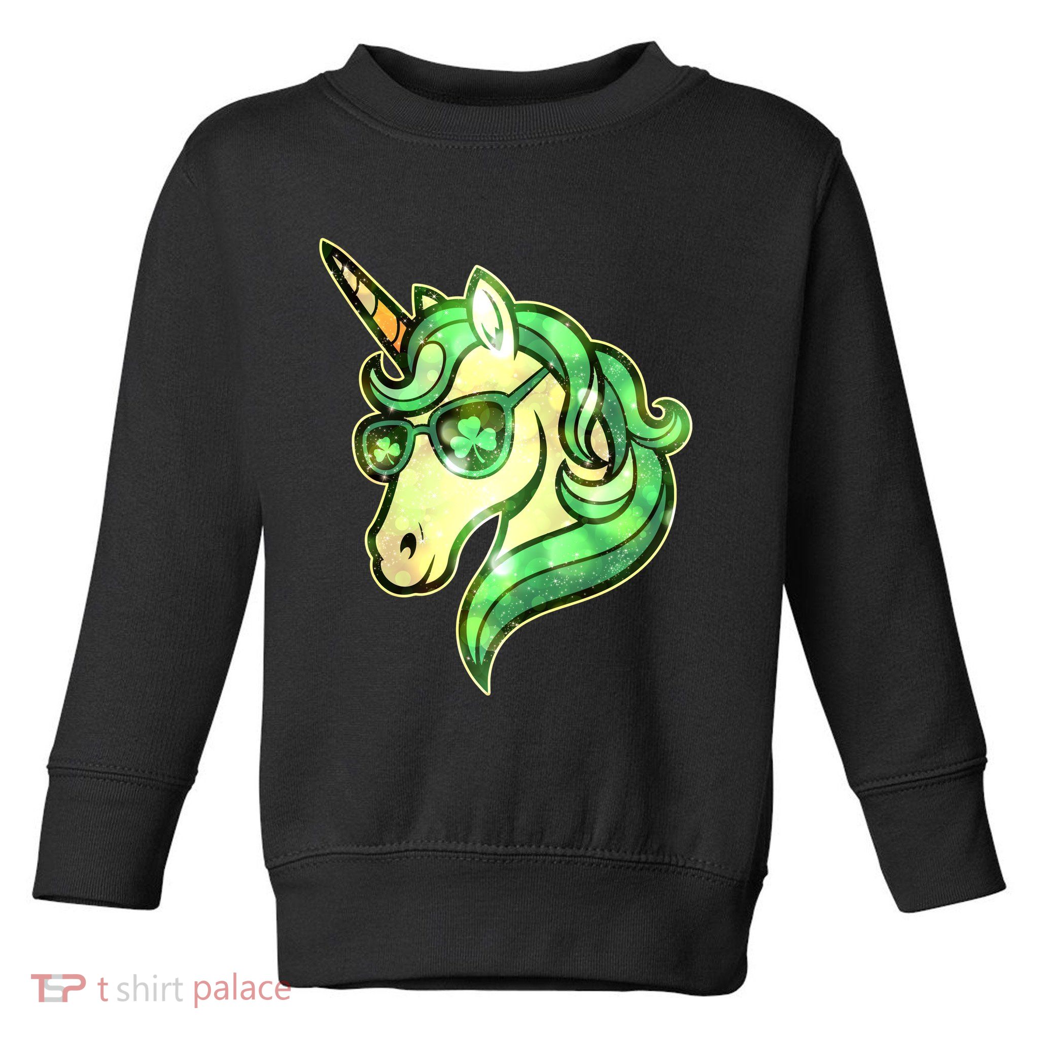 Cool St Patricks Day Lucky Shamrock Clover Unicorn Toddler Sweatshirt