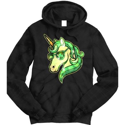Cool St Patricks Day Lucky Shamrock Clover Unicorn Tie Dye Hoodie
