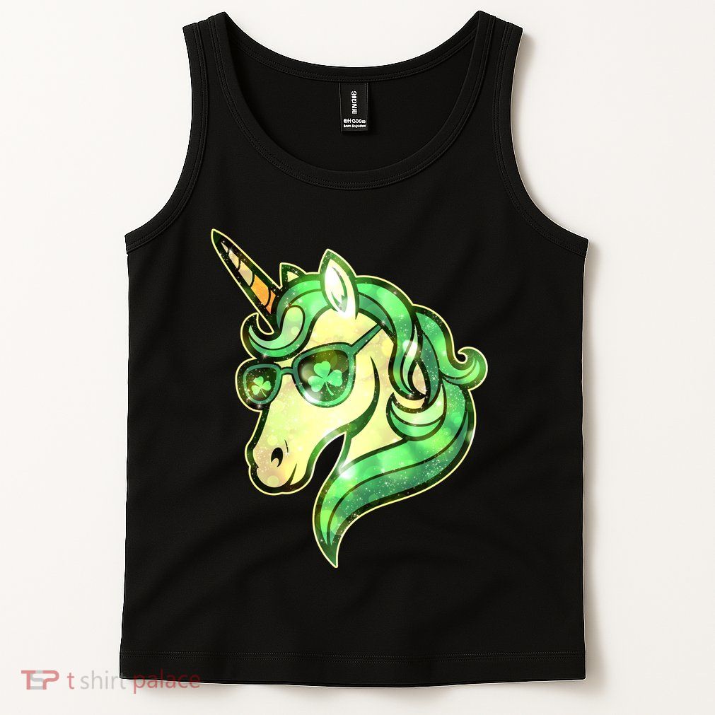Cool St Patricks Day Lucky Shamrock Clover Unicorn Tank Top