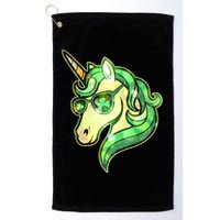 Cool St Patricks Day Lucky Shamrock Clover Unicorn Golf Towel