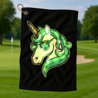 Cool St Patricks Day Lucky Shamrock Clover Unicorn Golf Towel