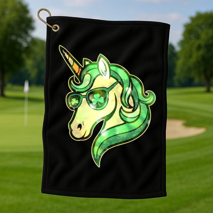 Cool St Patricks Day Lucky Shamrock Clover Unicorn Golf Towel