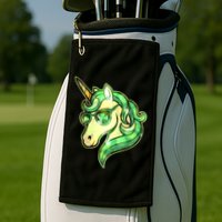 Cool St Patricks Day Lucky Shamrock Clover Unicorn Golf Towel