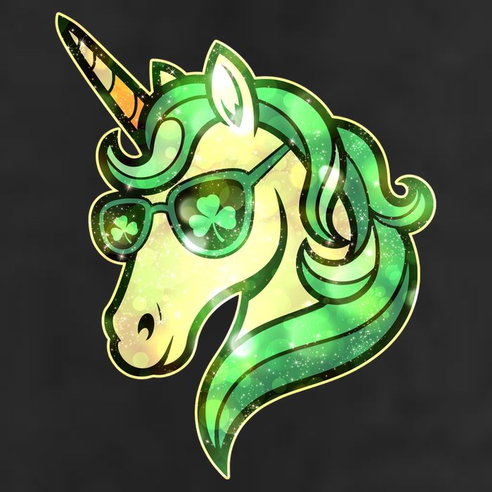 Cool St Patricks Day Lucky Shamrock Clover Unicorn Golf Towel