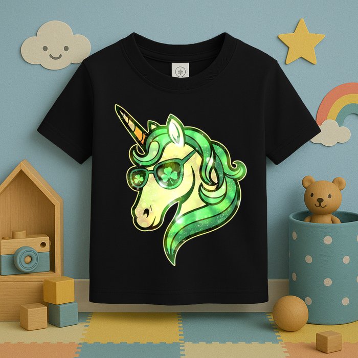 Cool St Patricks Day Lucky Shamrock Clover Unicorn Toddler T-Shirt
